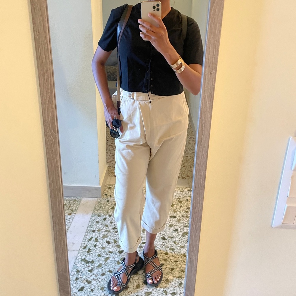 Zara Tan Wrap Pants with Built-in Belt